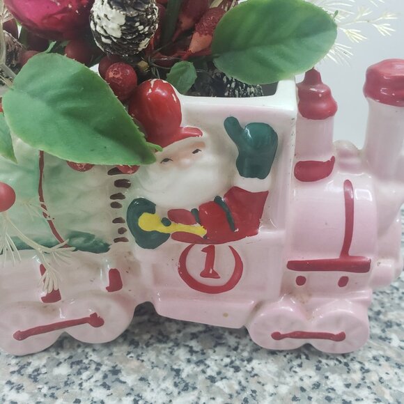 Beautiful Vintage Relpo Christmas Train planter with decor - Picture 3 of 5